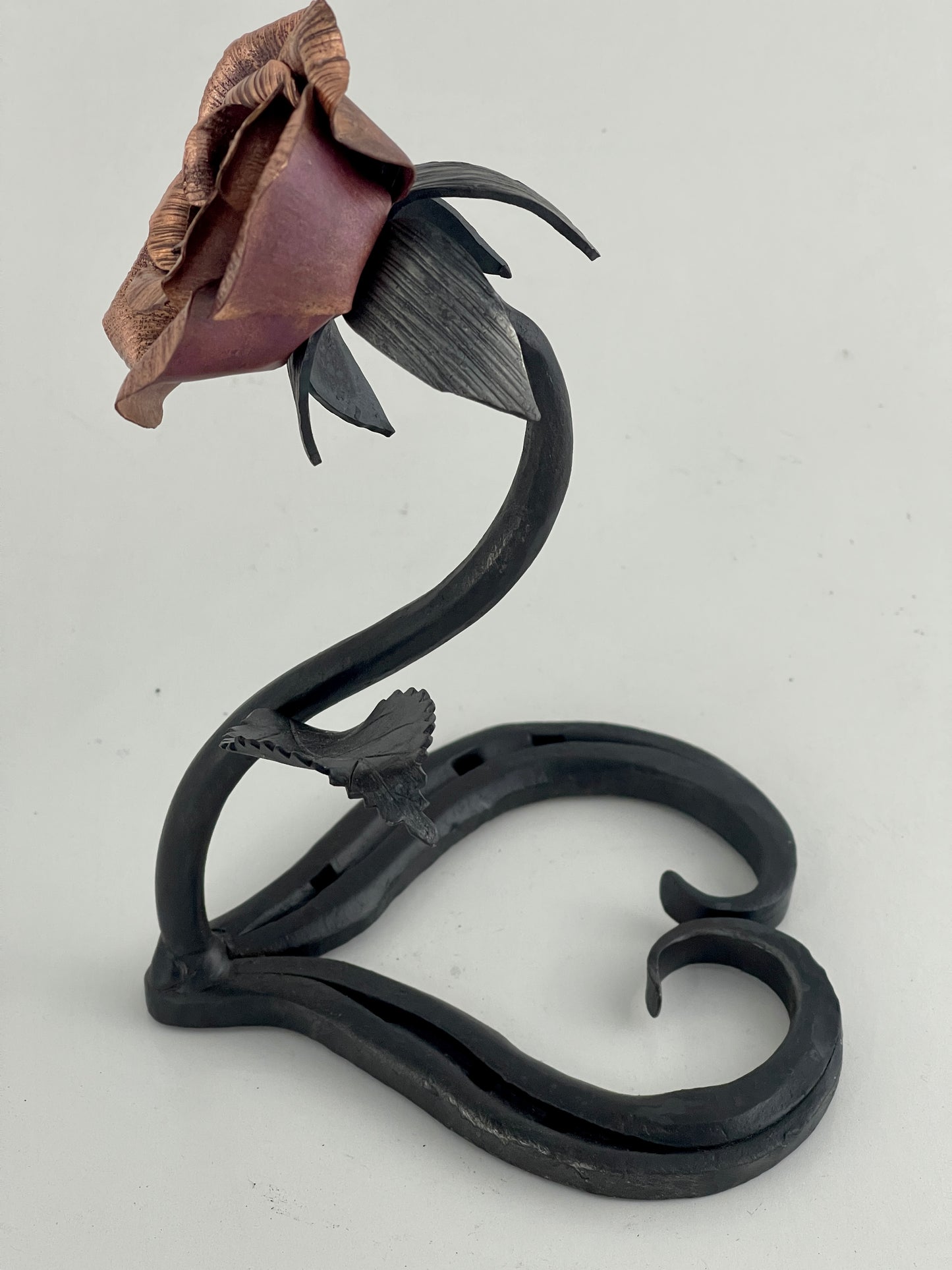 Copper Rose w/ Horseshoe Heart Base