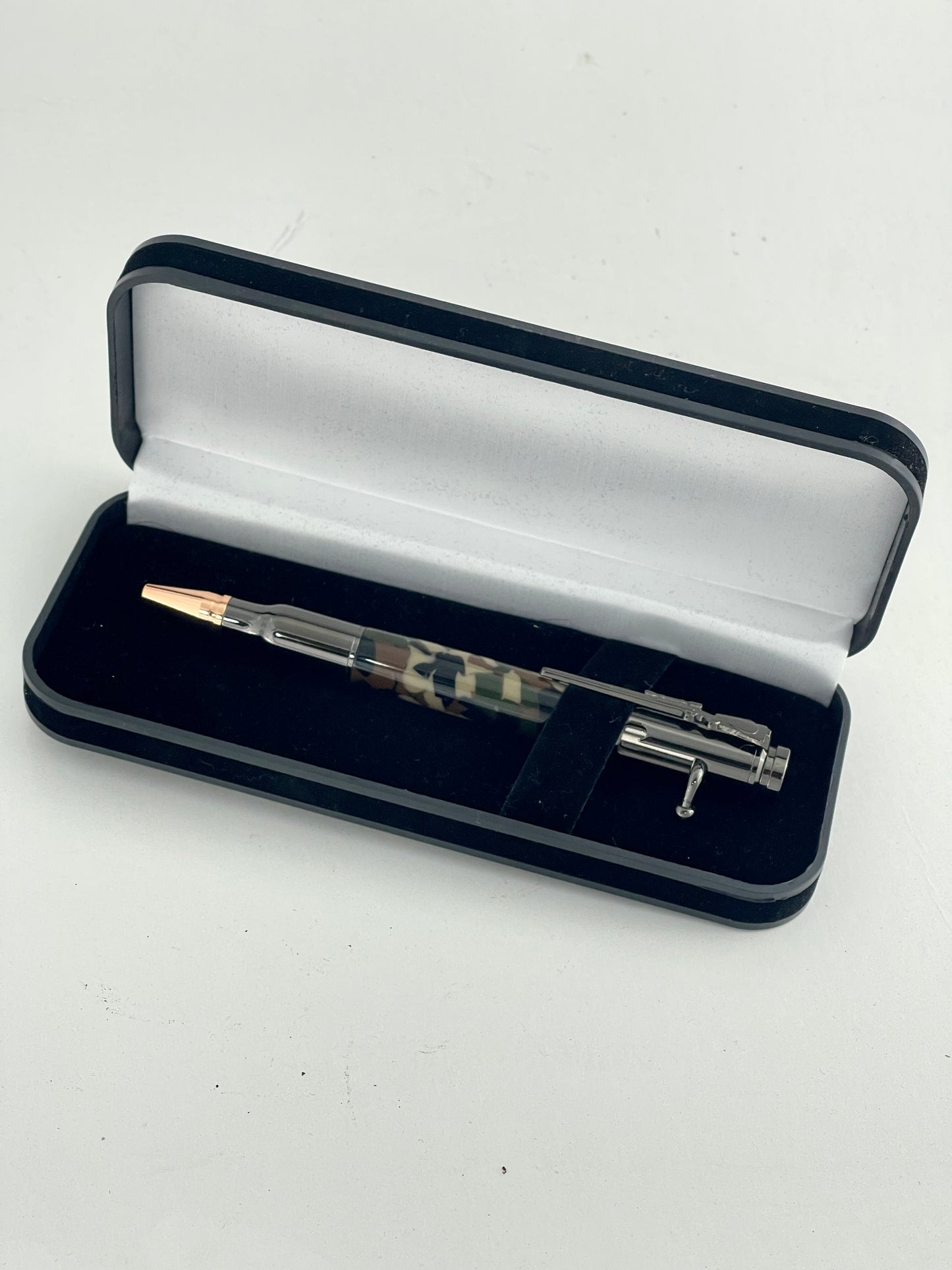 Bolt Action Pen with Dark Camo Chip Acrylic