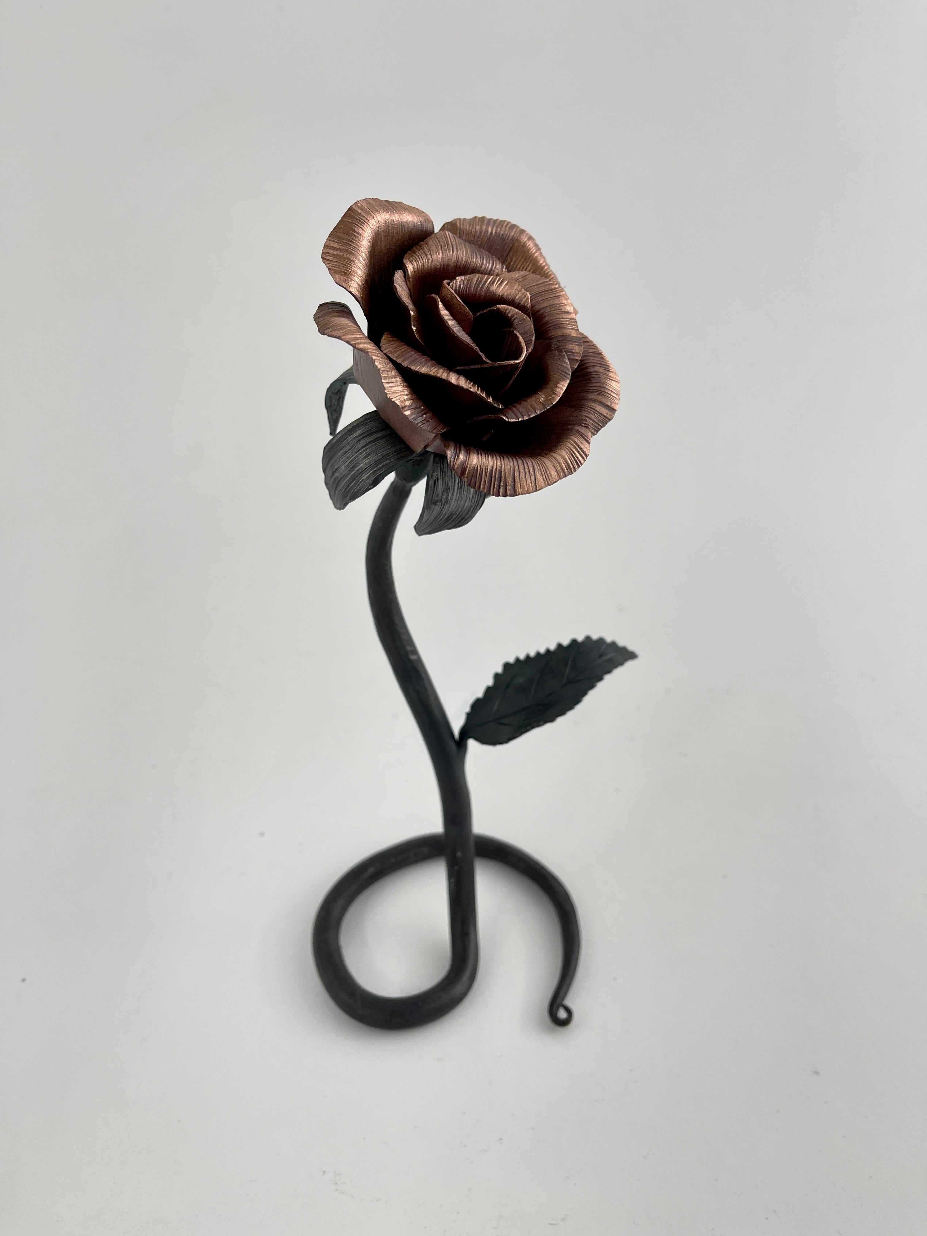 Copper and steel rose with scrolled base – Paul Fontanini