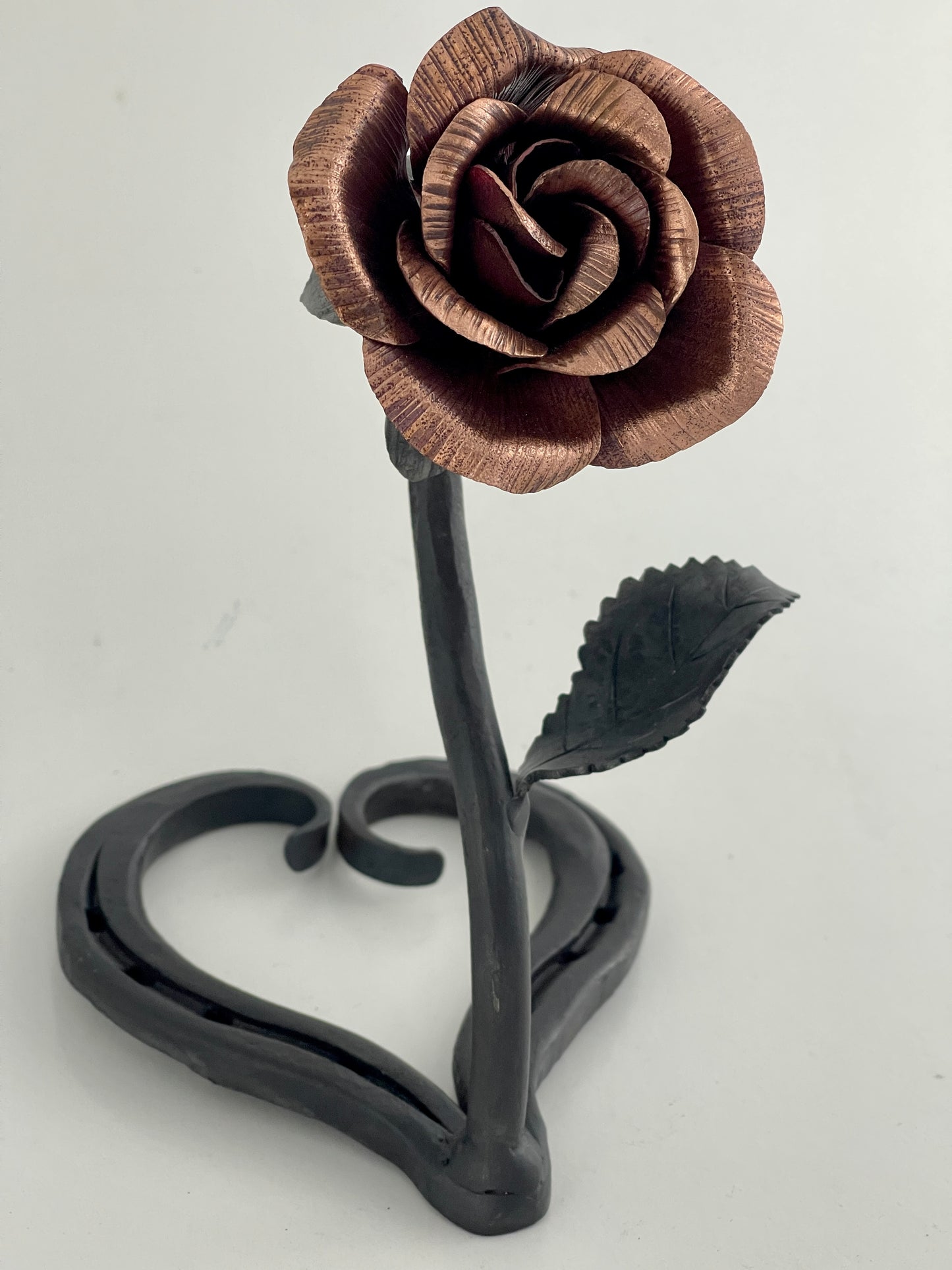 Copper Rose w/ Horseshoe Heart Base