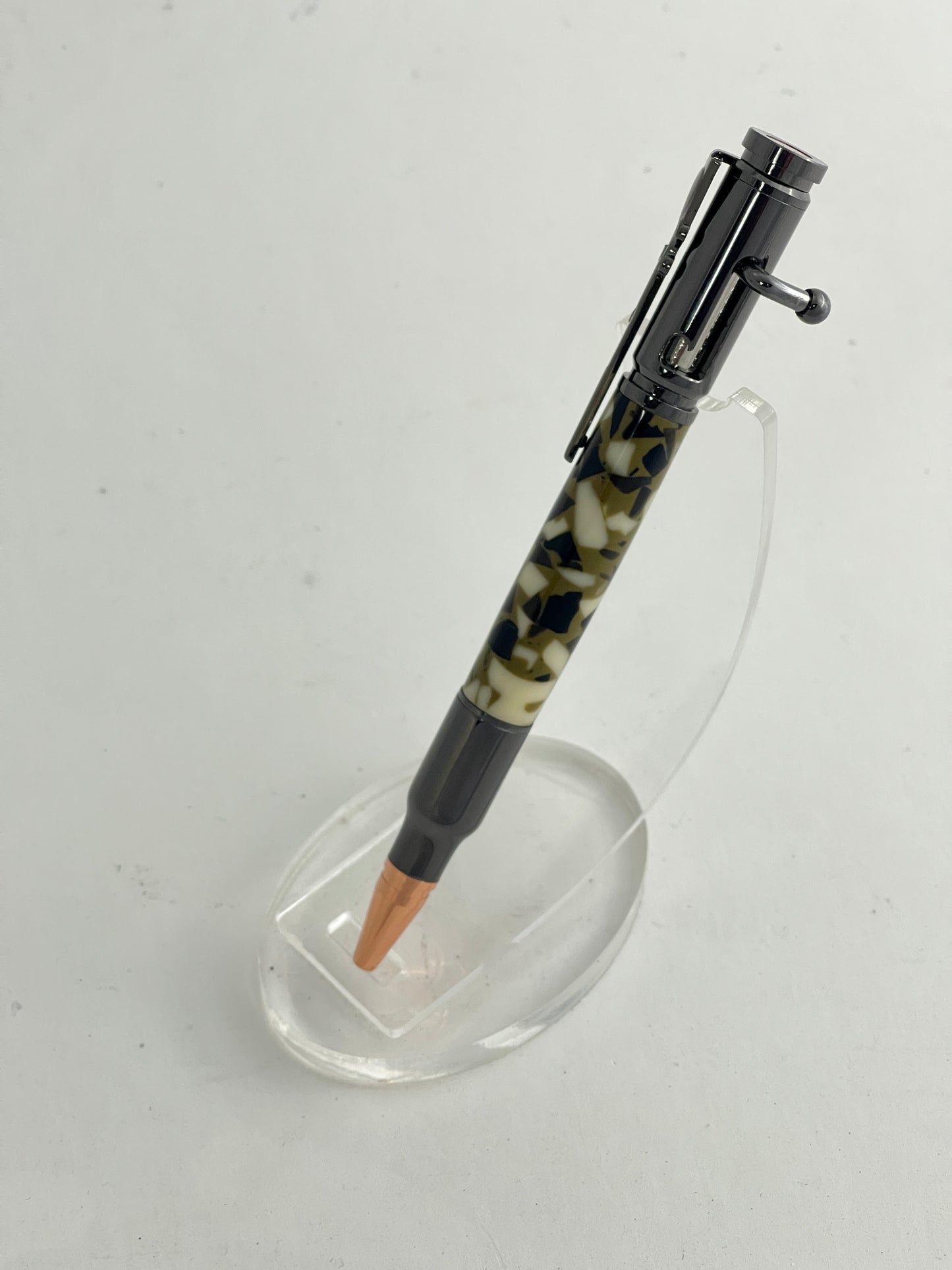 Bolt Action Pen with Light Camo Chip Acrylic