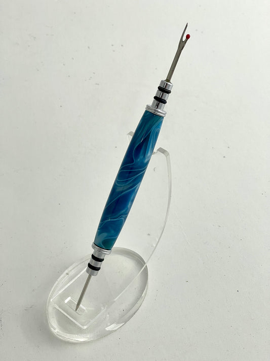 Seam Ripper (Quick Unpick) in dark teal ribbons acrylic resin