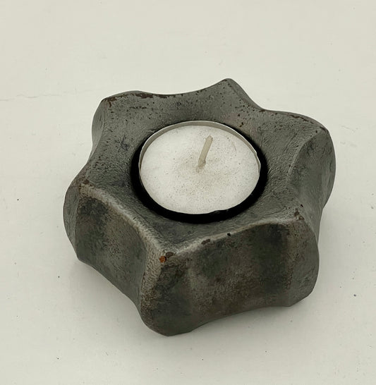 Hand Forged Heavy Tea Light Candle Holder - Star Hex shape